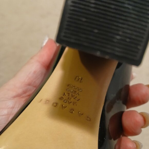 Black Casadei Shoes with Fabulous Gold Rope-look Heels - Picture 4 of 4